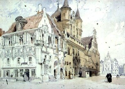 Rådhuset, Malines (wc på papir) af William Callow