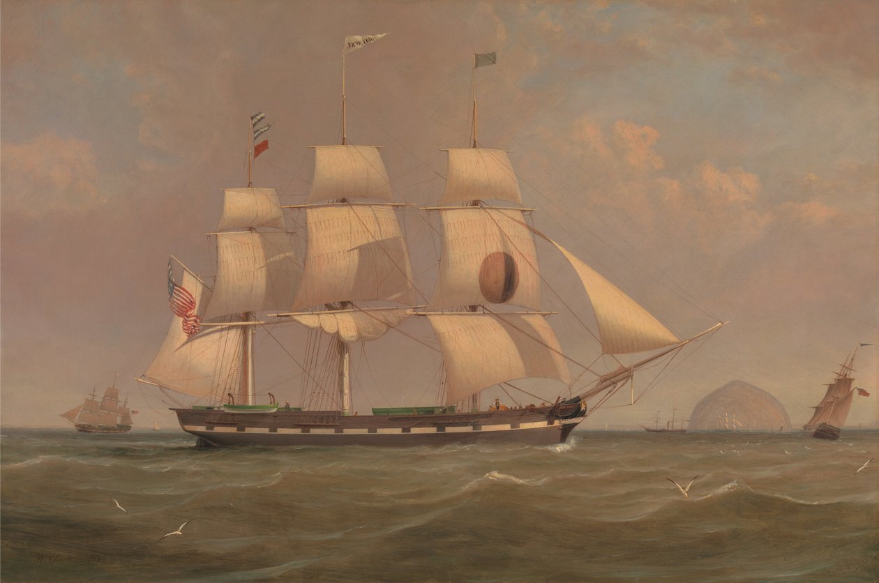 The Black Ball Line Packet Ship New York off Ailsa Craig af William Clark