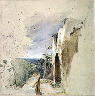 Kystudsigt nær Sorrento, Napoli-bugten af William Collins