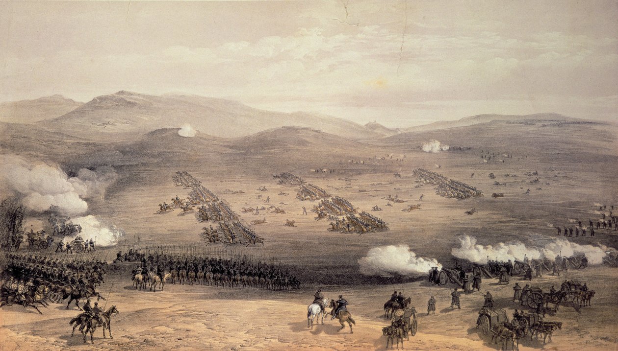 Anklagen for Light Cavalry Brigade, 25. oktober 1854, indgraveret af E. Walker, pub. af Colnaghi und Co, 1855 (se 121088 for detaljer) af William Crimea Simpson