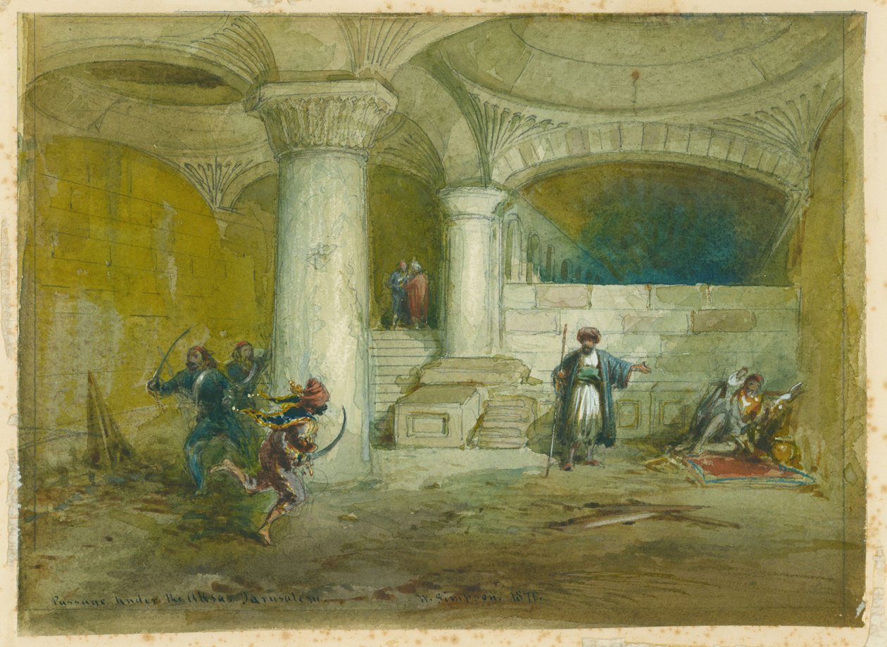 Passage under Aksa, 1871 (wc og blyant på papir) af William Crimea Simpson