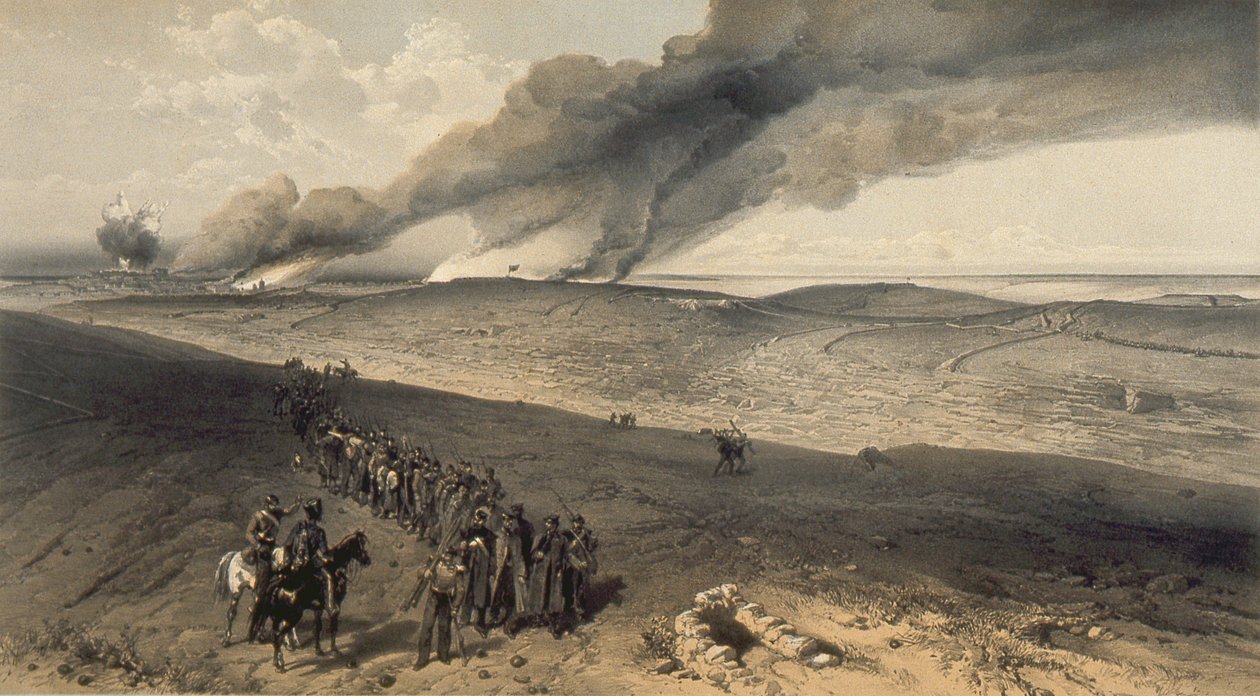 Redan og Advanced Trenches of British Right Attack, 1856 af William Crimea Simpson