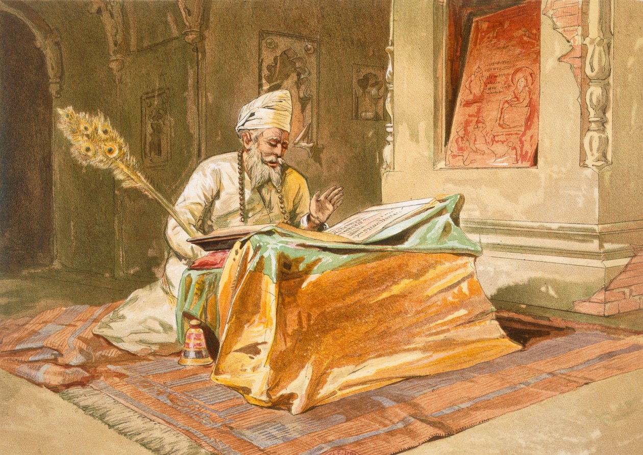 Sikh-præst Reading the Grunth, Umritsar, fra 