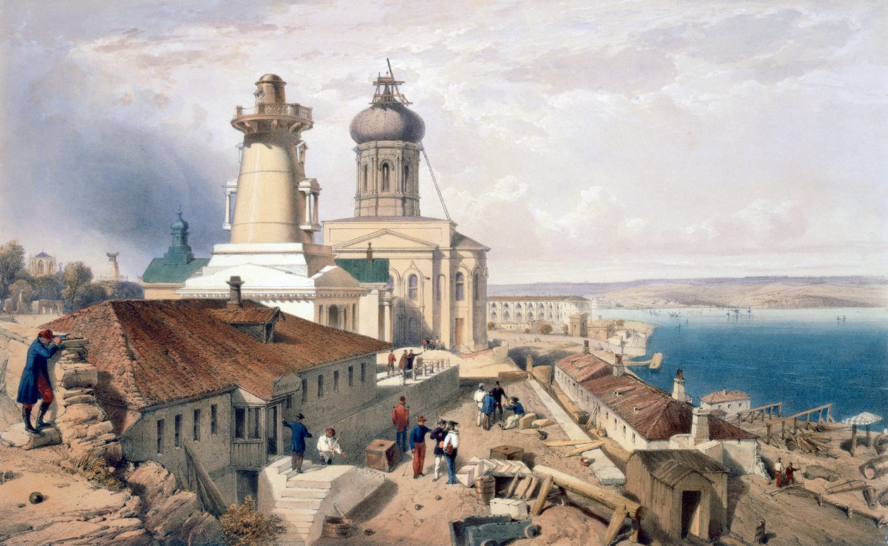 Admiralitetet, Sebastopol, plade fra "The Seat of War in the East", udgivet af Paul und Dominic Colnaghi und Co., 1856 af William Crimea Simpson