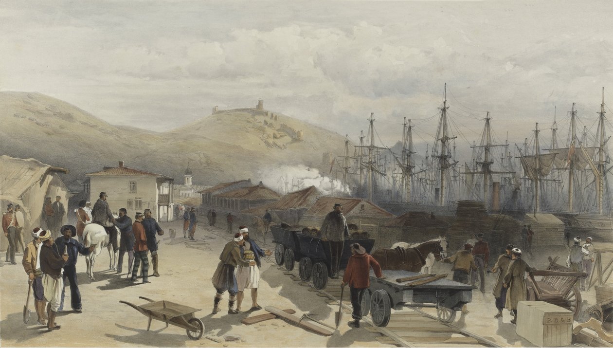 Jernbanen ved Balaklava ser mod syd, 1855 af William Crimea Simpson