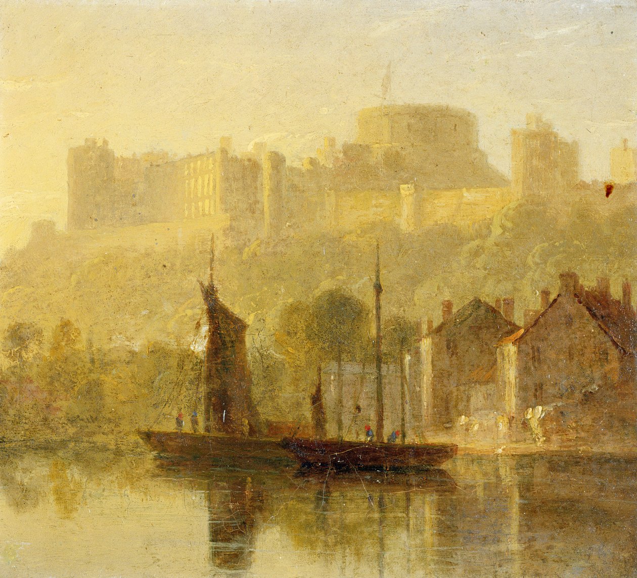Windsor Castle fra Themsen (olie på møllebræt) af William Daniell