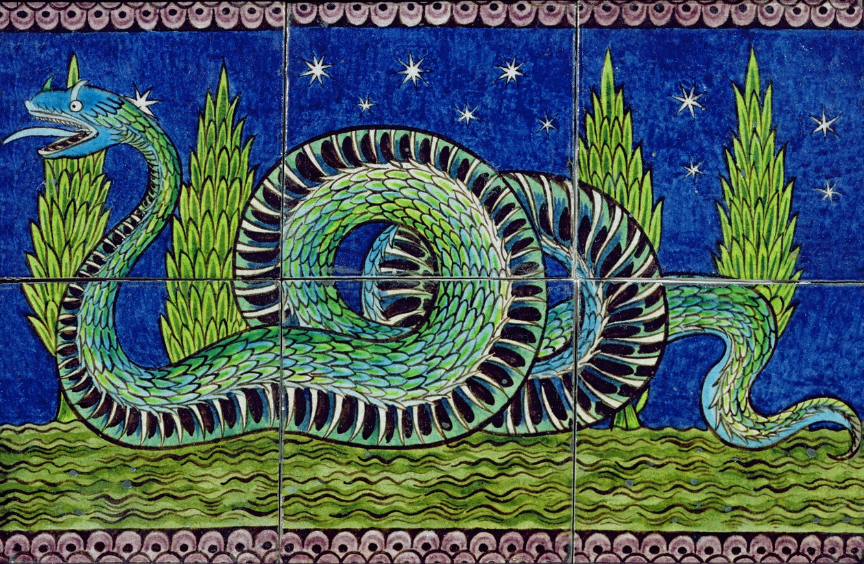 Mythical Beast flisepanel (keramik) af William de Morgan