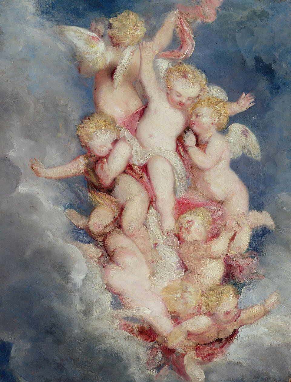 Putti Ascending (olie på mølleplade) af William Derby