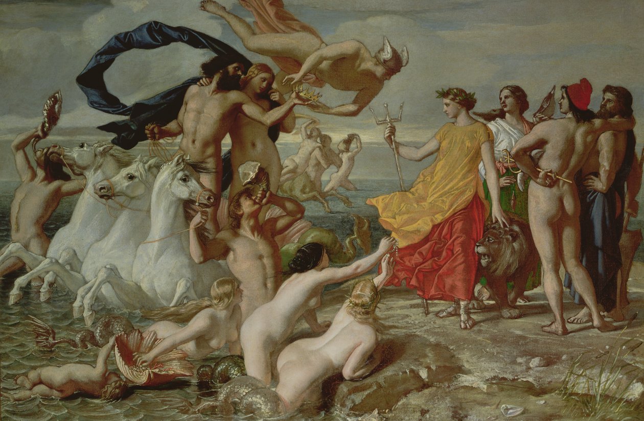 Neptun resignerer til Britannia the Empire of the Sea, 1847 (olie på papir om bord) af William Dyce