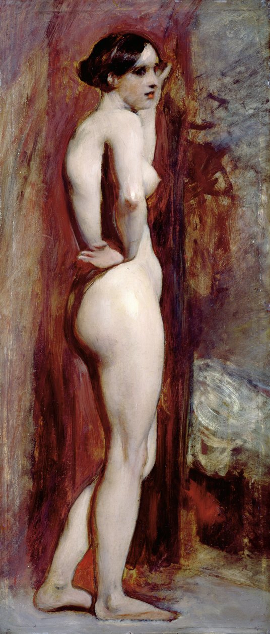 Kvindelig nøgen fra siden, 1830 (olie på mølleplade) af William Etty