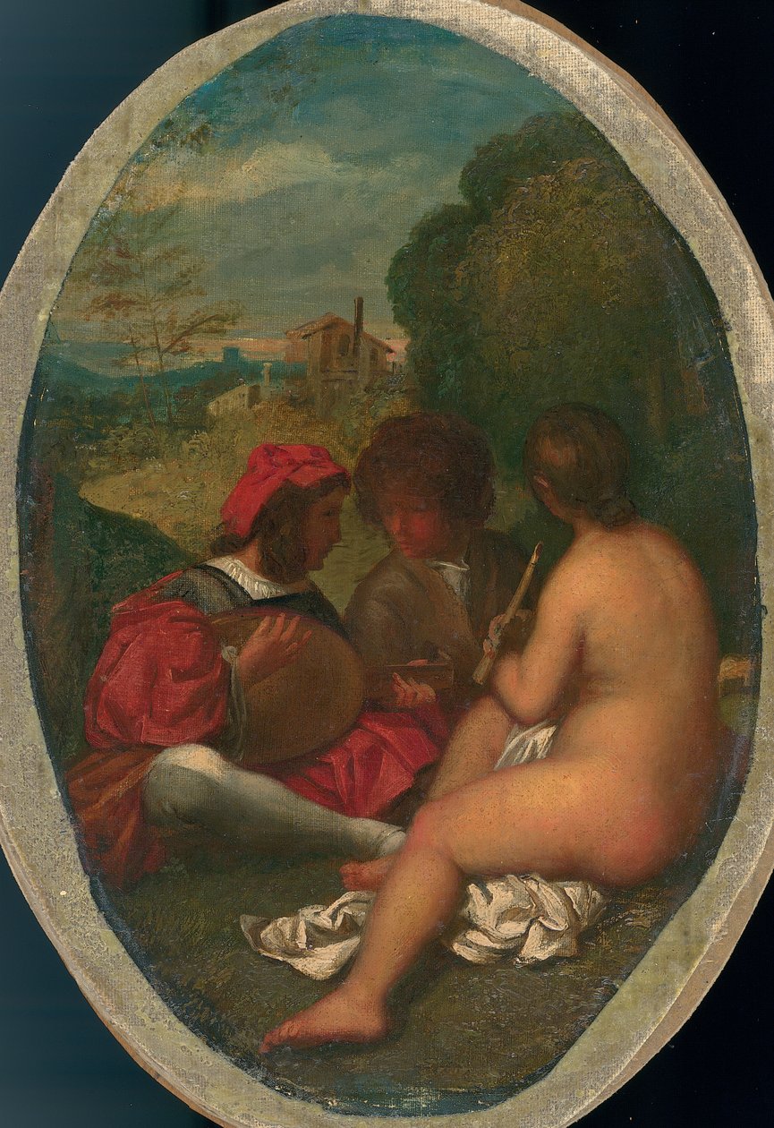 Le Concert Champetre, efter Titian (olie på lærred lagt om bord) (se også 288056) af William Etty