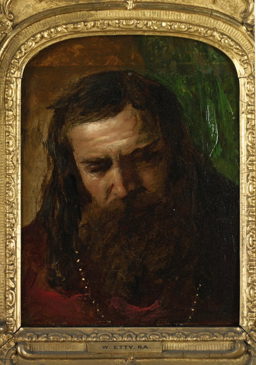 Portræt af en mand (olie på papir lagt på panel) af William Etty