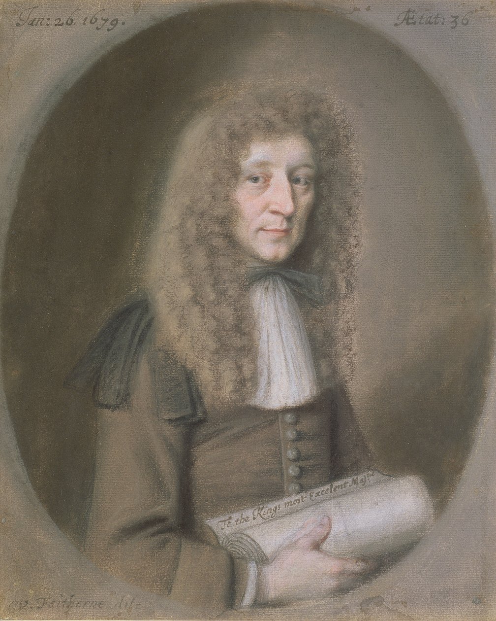 Portræt af en mand, sandsynligvis Thomas Dare, 1679 (pastel og sort kridt på papir) af William Faithorne