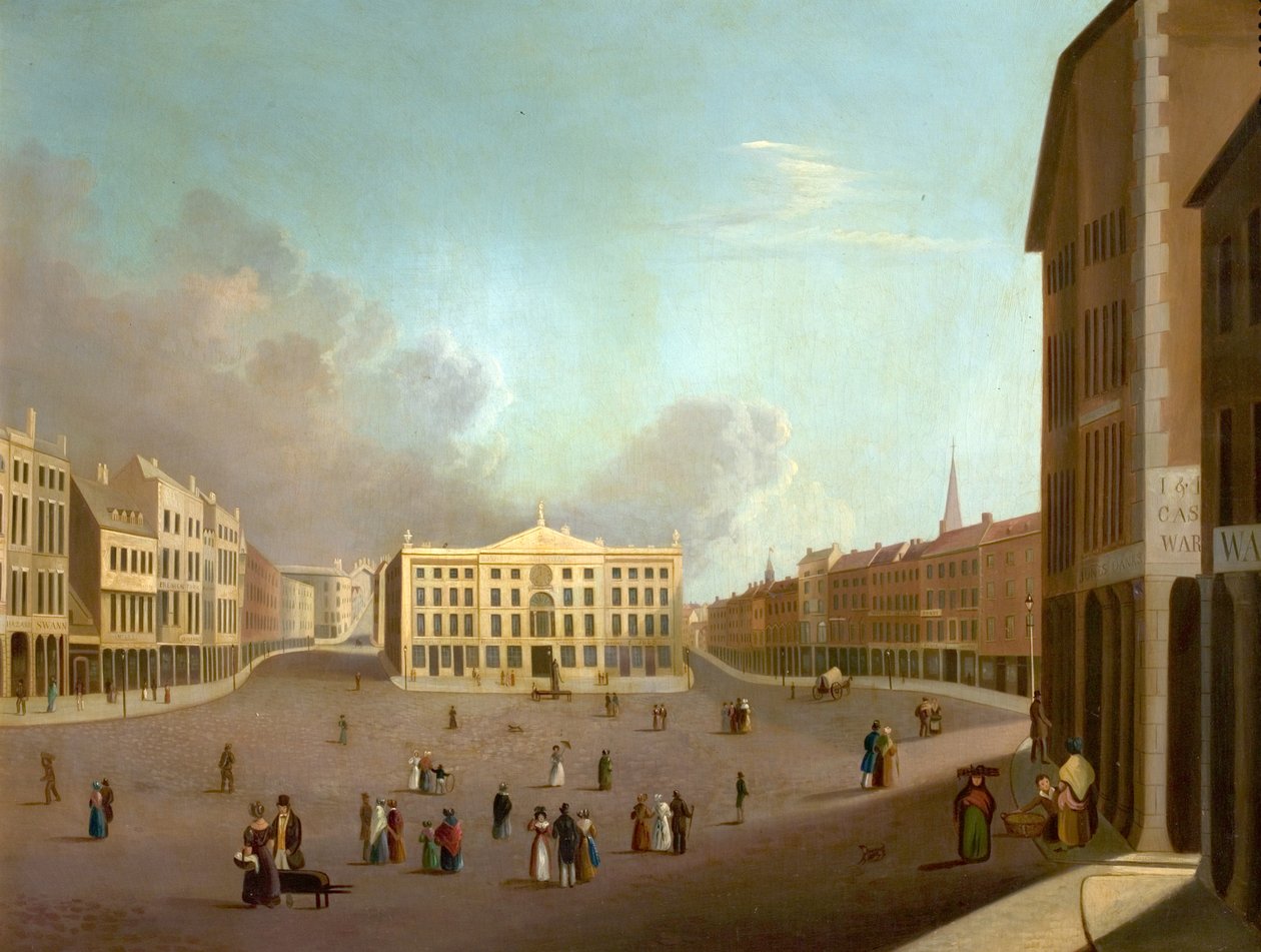 Nottingham Market Place, ca. 1827 af William Goodacre