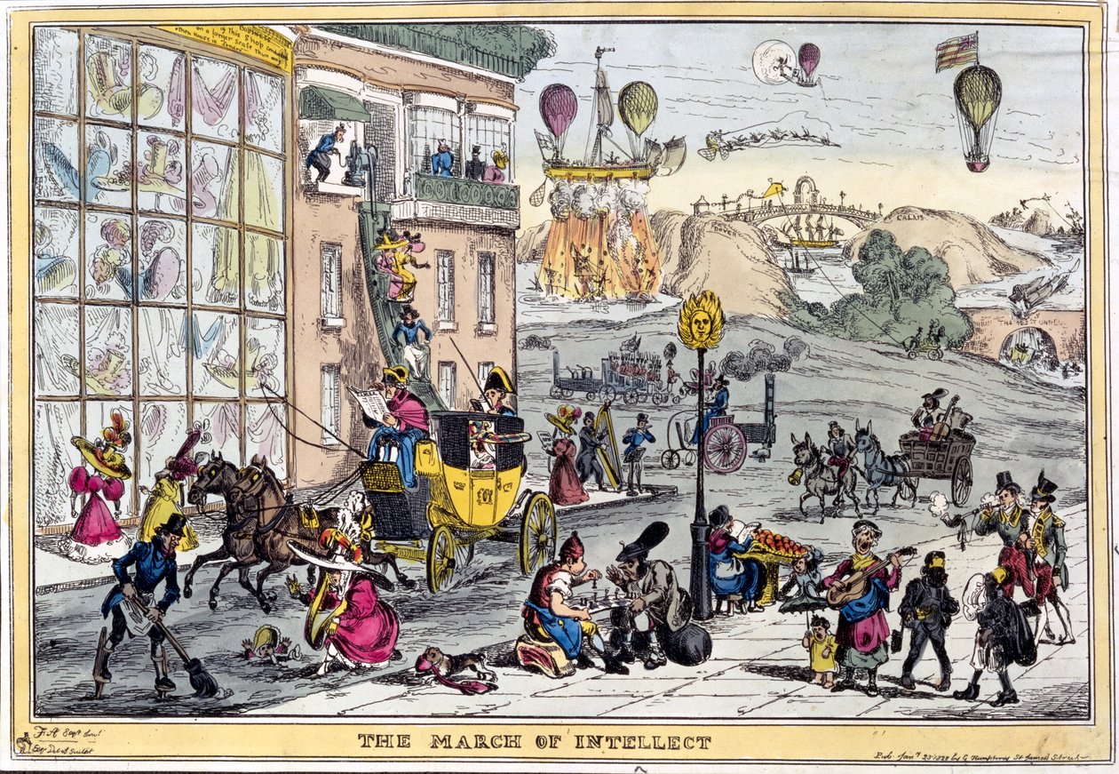 March of Intellect, udgivet af Thomas McLean, 1828 (farvet radering) af William Heath