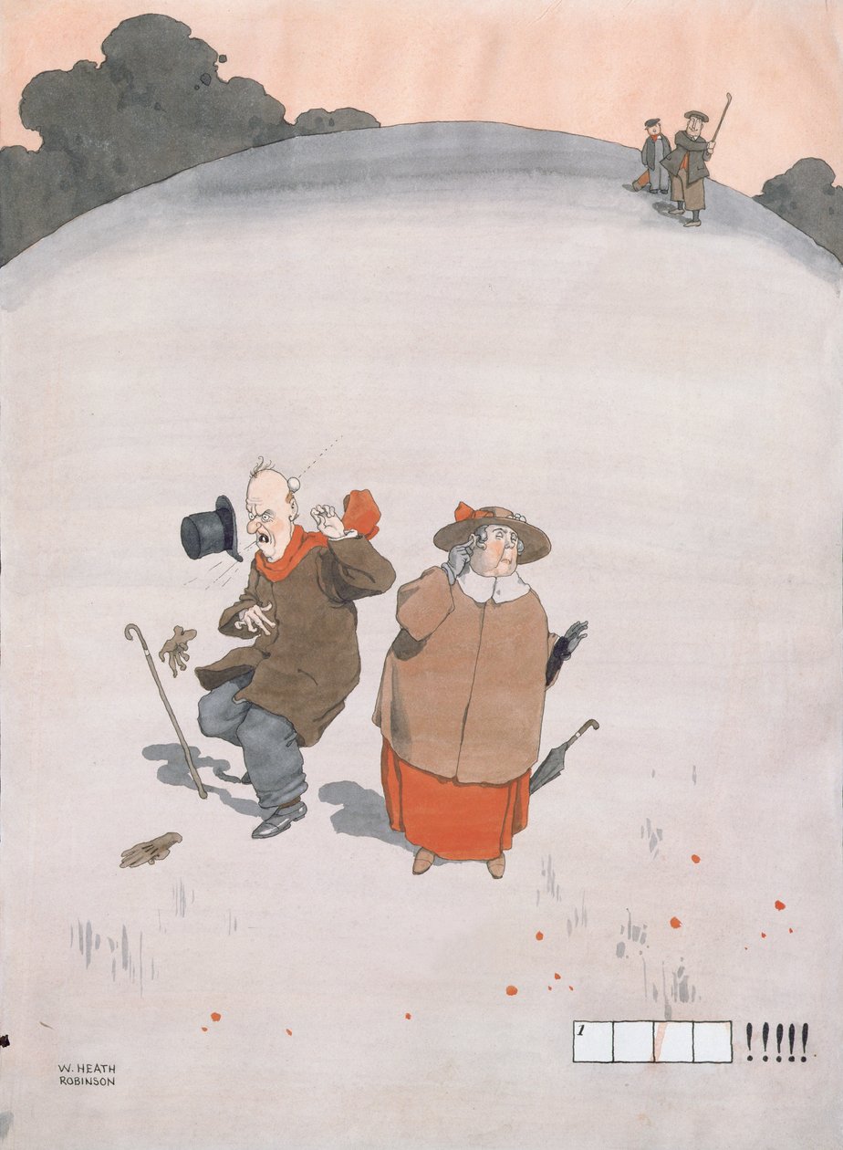 Endnu en illustreret kryds og tværs illustration til Pearsons Magazine, julenummer 1925 (wc og gouache) af William Heath Robinson