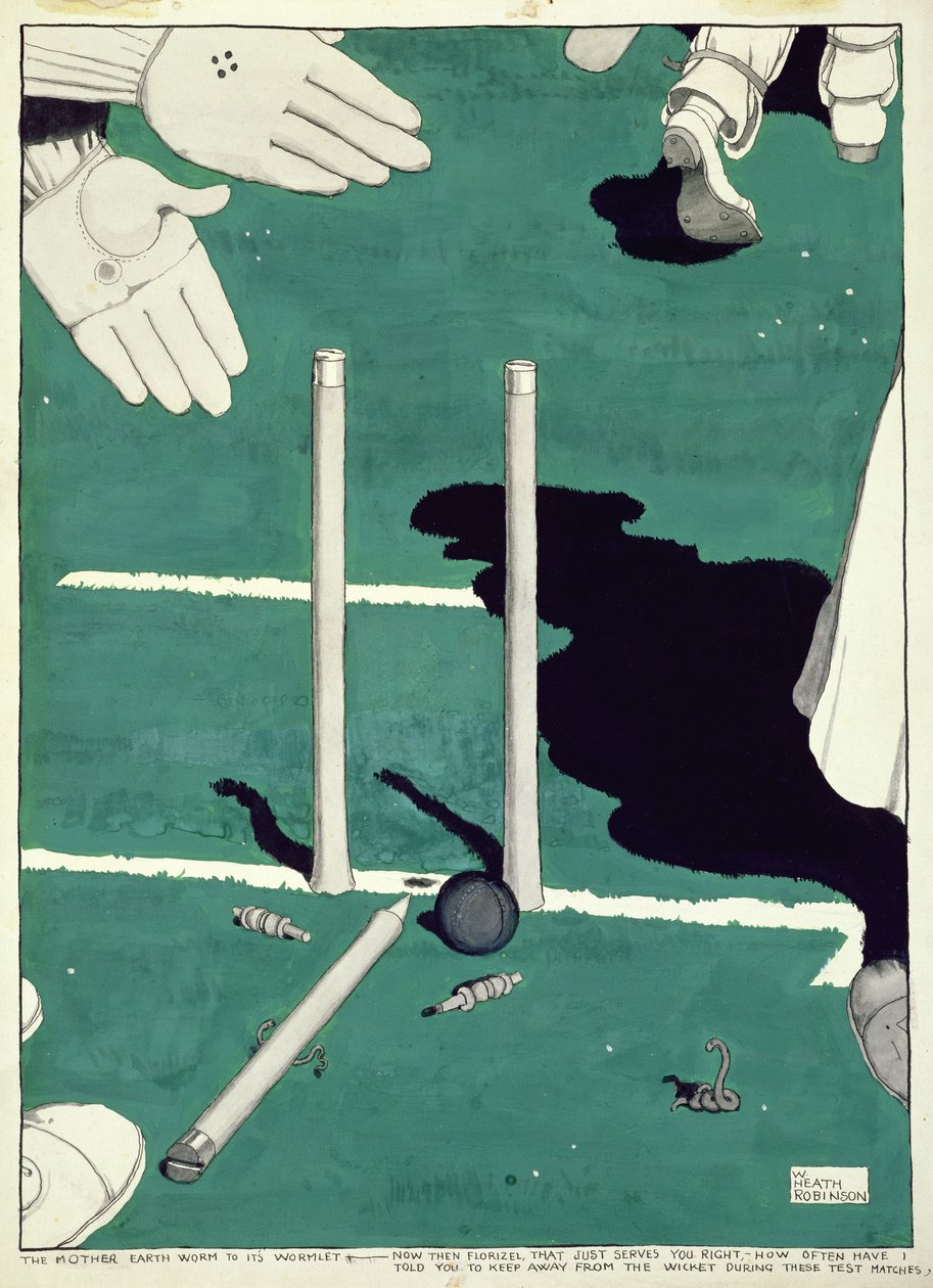 Moderjordormen til sin orm - Nu så Florizel. . . hvor ofte har jeg bedt dig om at holde dig væk fra wicket under disse testkampe af William Heath Robinson