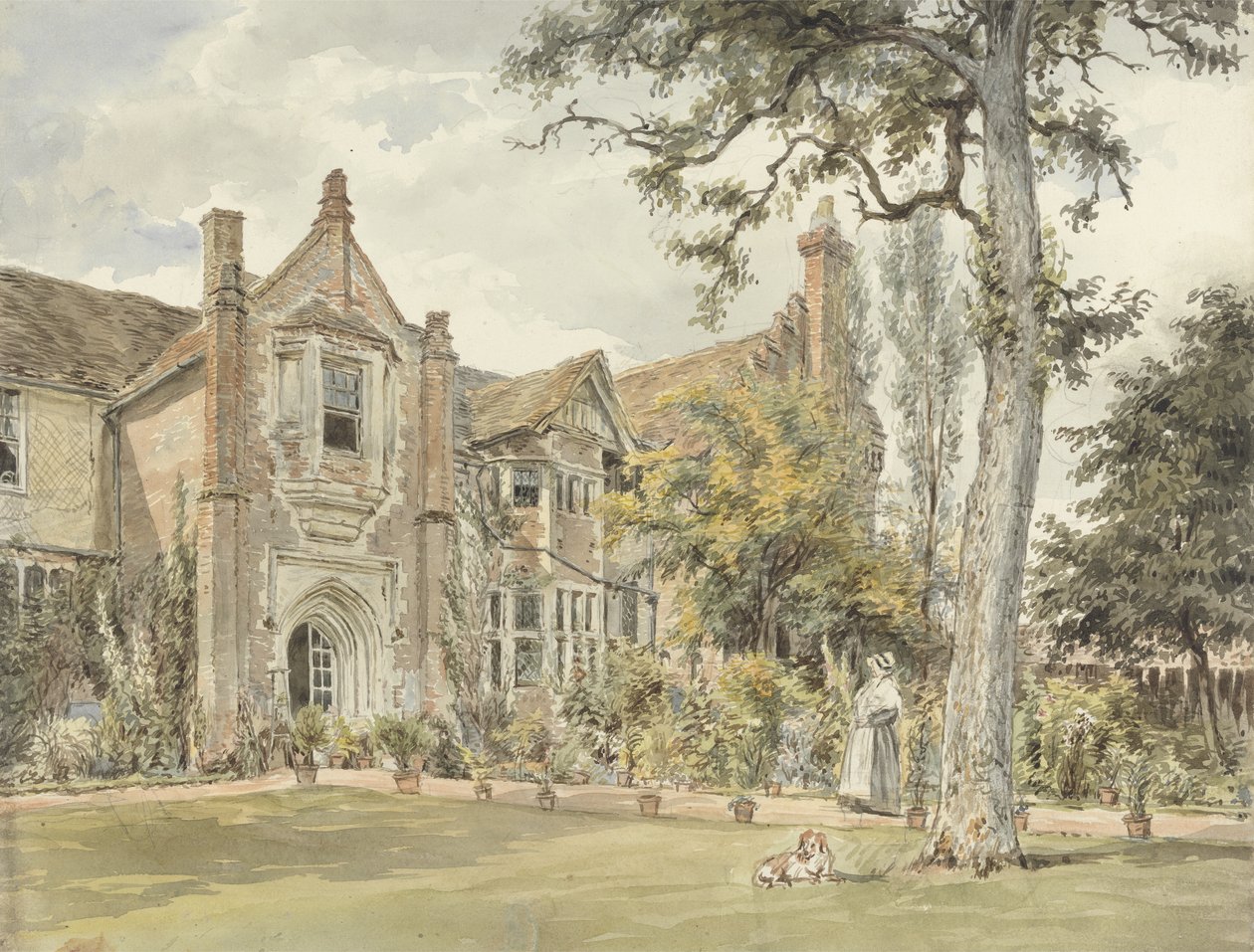 The Lecture House, Watford, ca. 1820 (wc over grafit på papir) af William Henry Hunt