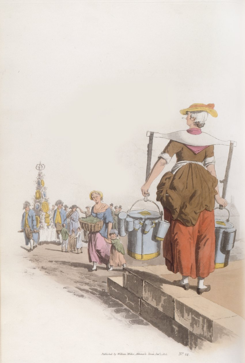 Milk Woman, fra Costume of Britain, ca. 1819 af William Henry Pyne
