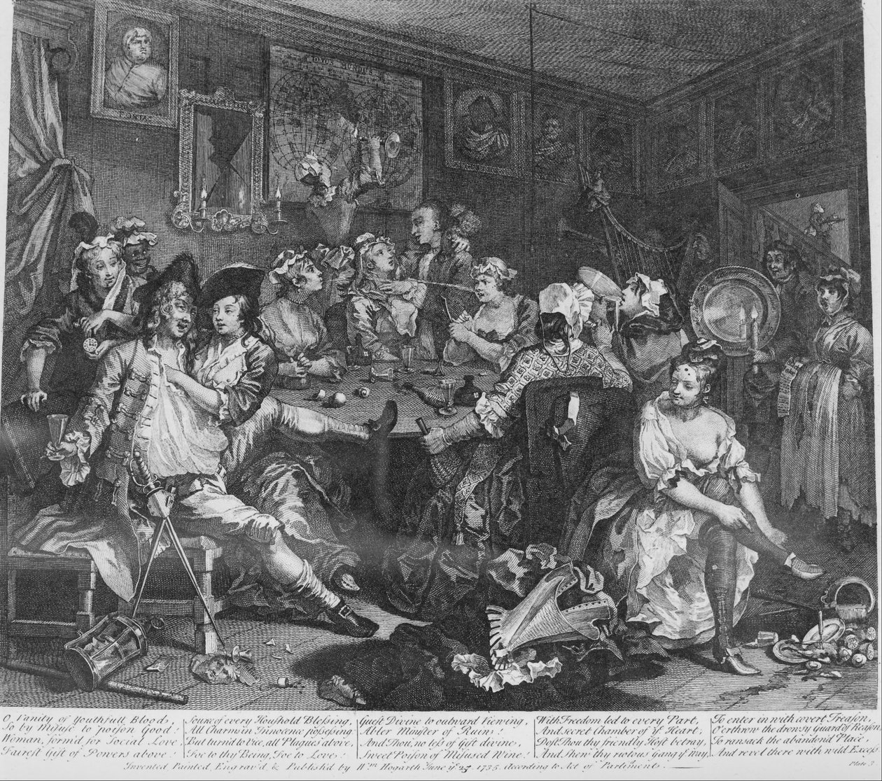 A Rakes Progress, Plate 3, The Tavern Scene af William Hogarth
