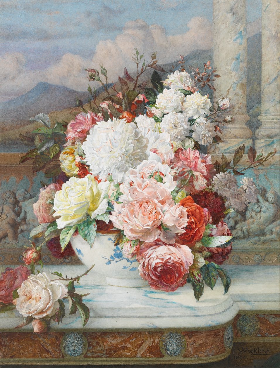 Roses on a Marble Ledge, 1894 af William Jabez Muckley