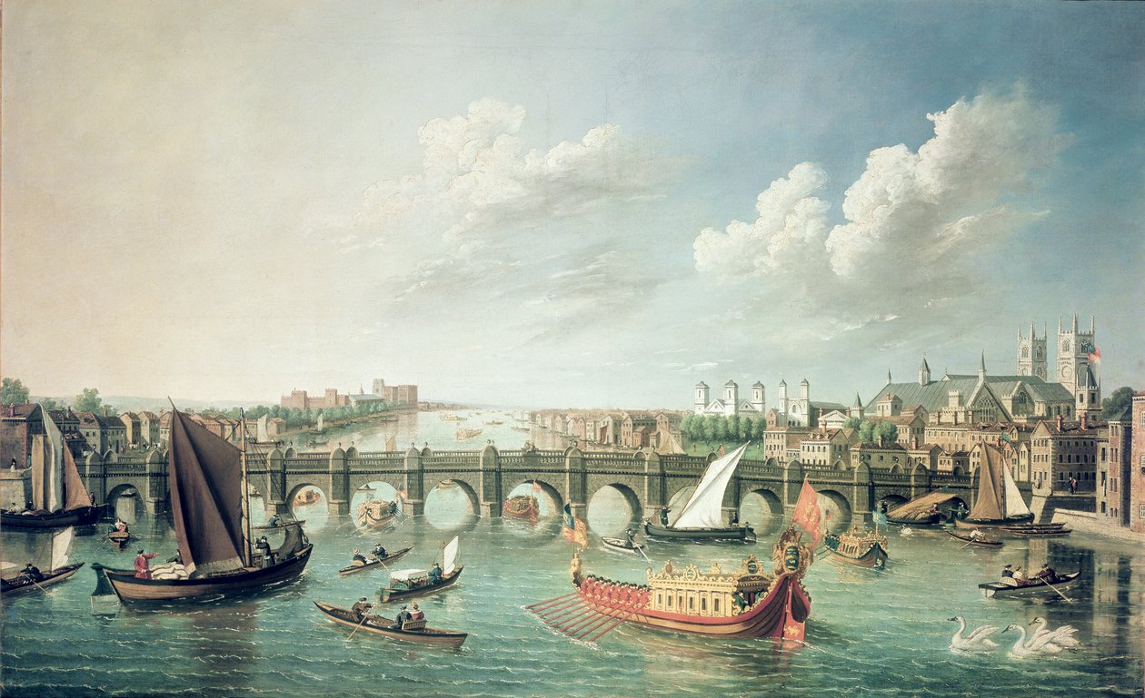 Themsen under Westminster Bridge af William James