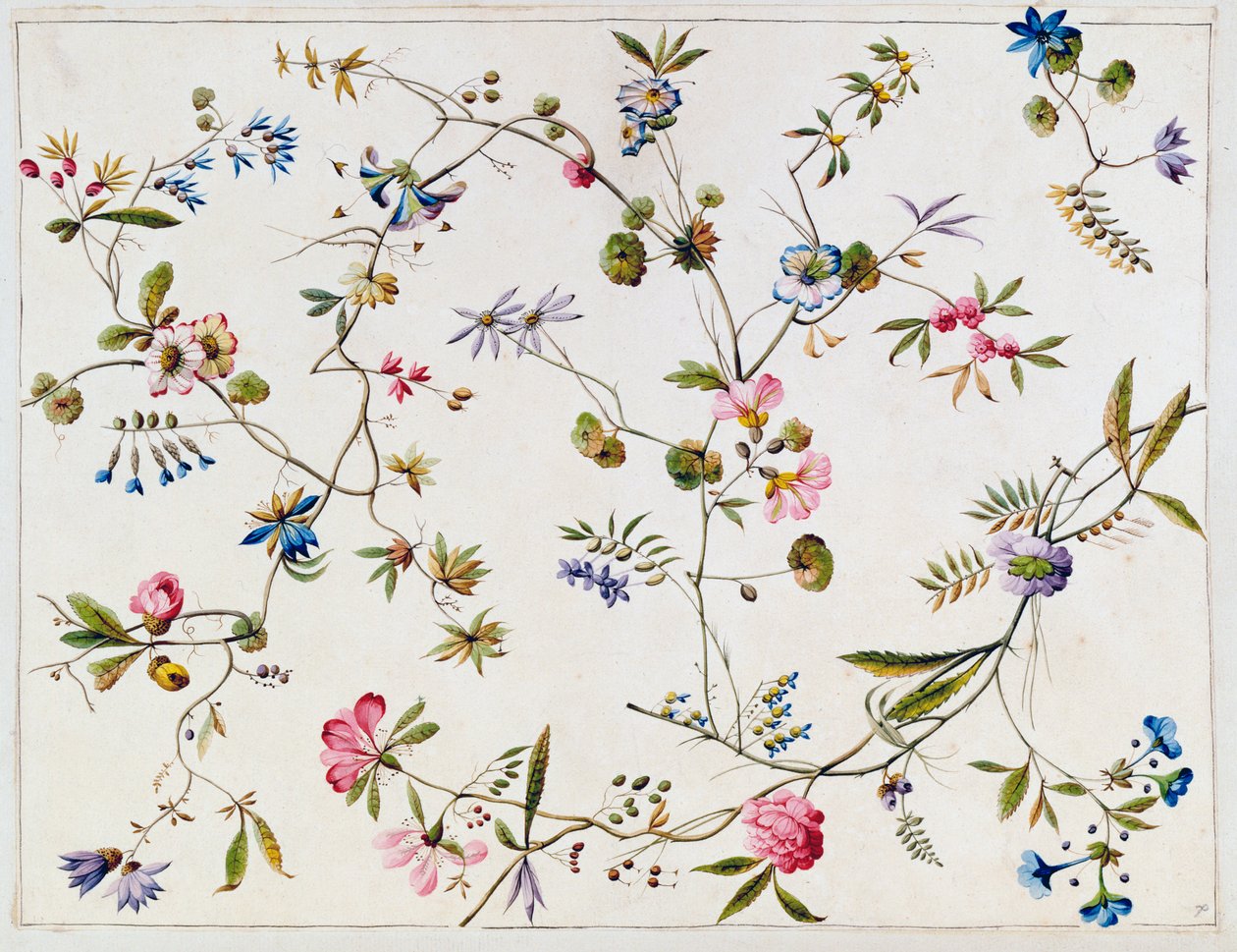 Tekstildesign, c.1788-92 af William Kilburn