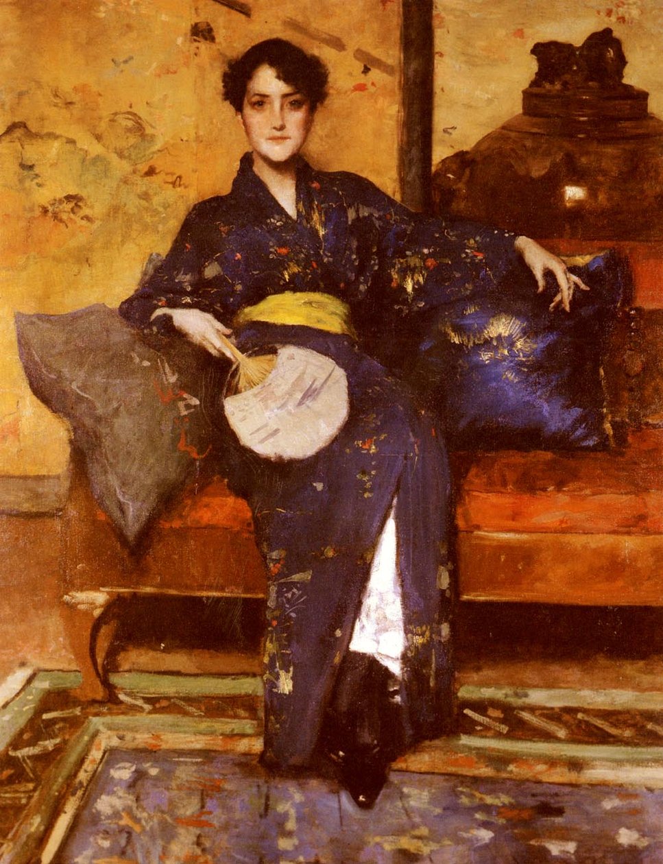 Den blå Kimonon af William Merritt Chase