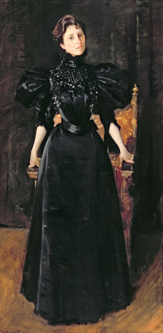 Portræt af en dame i sort, ca. 1895 af William Merritt Chase