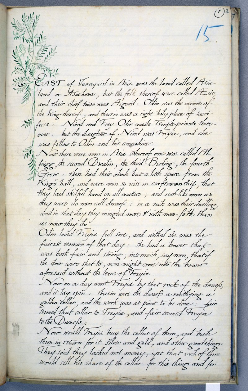 En side fra The Tale of Hogni and Hedinn af William Morris