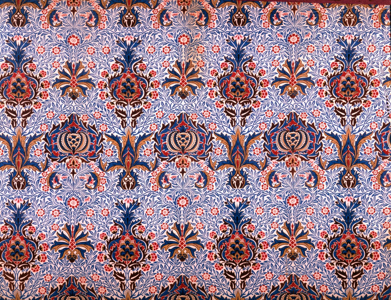 Tapetdesign, 1877 (farvetryk på papir) af William Morris