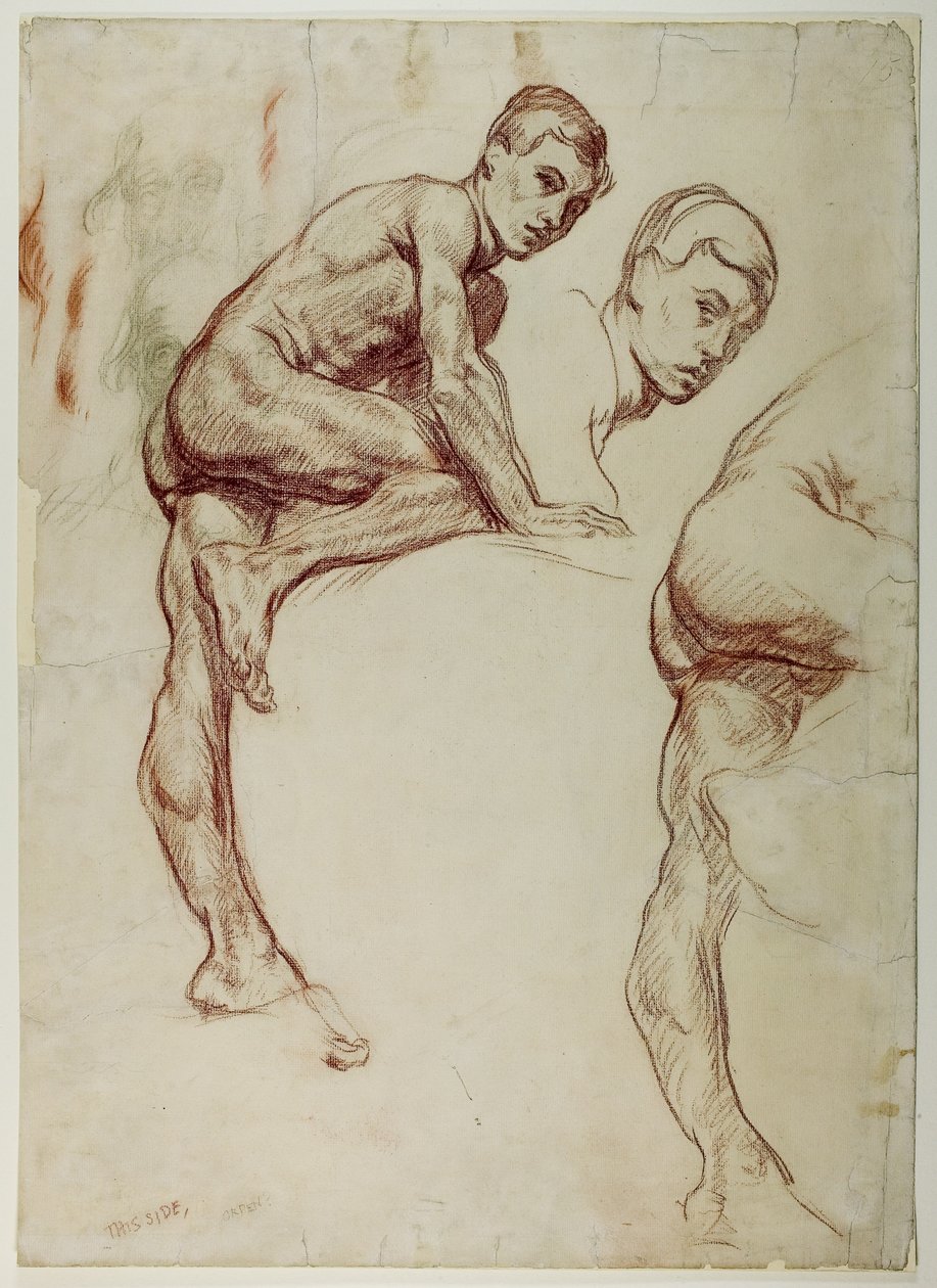 A Study of a Young Man Climbing, ca. 1898 (rødt og sort kridt på papir) af William Orpen