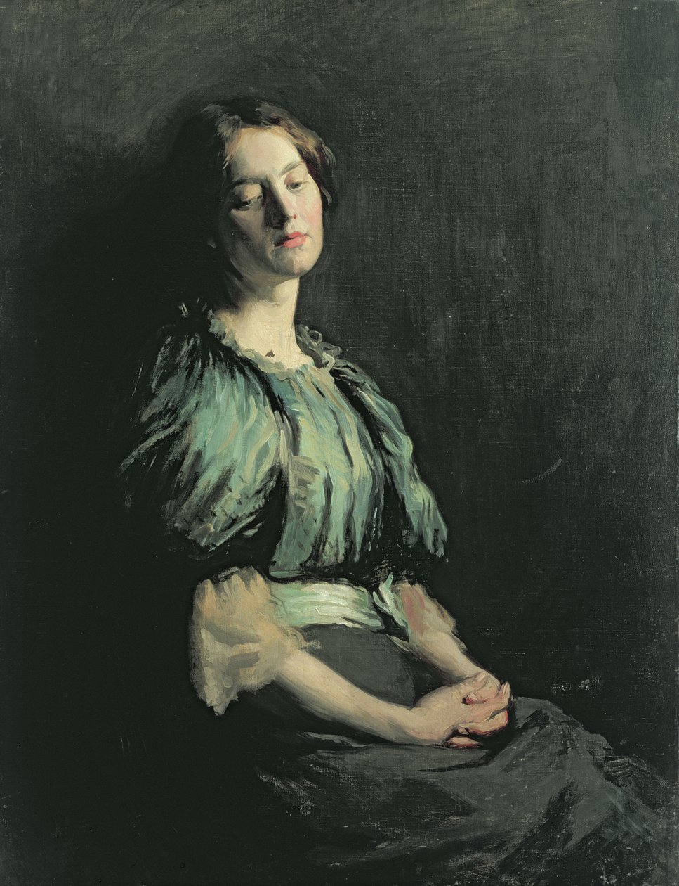 Portræt af en pige iført en grøn kjole, 1899 af William Orpen