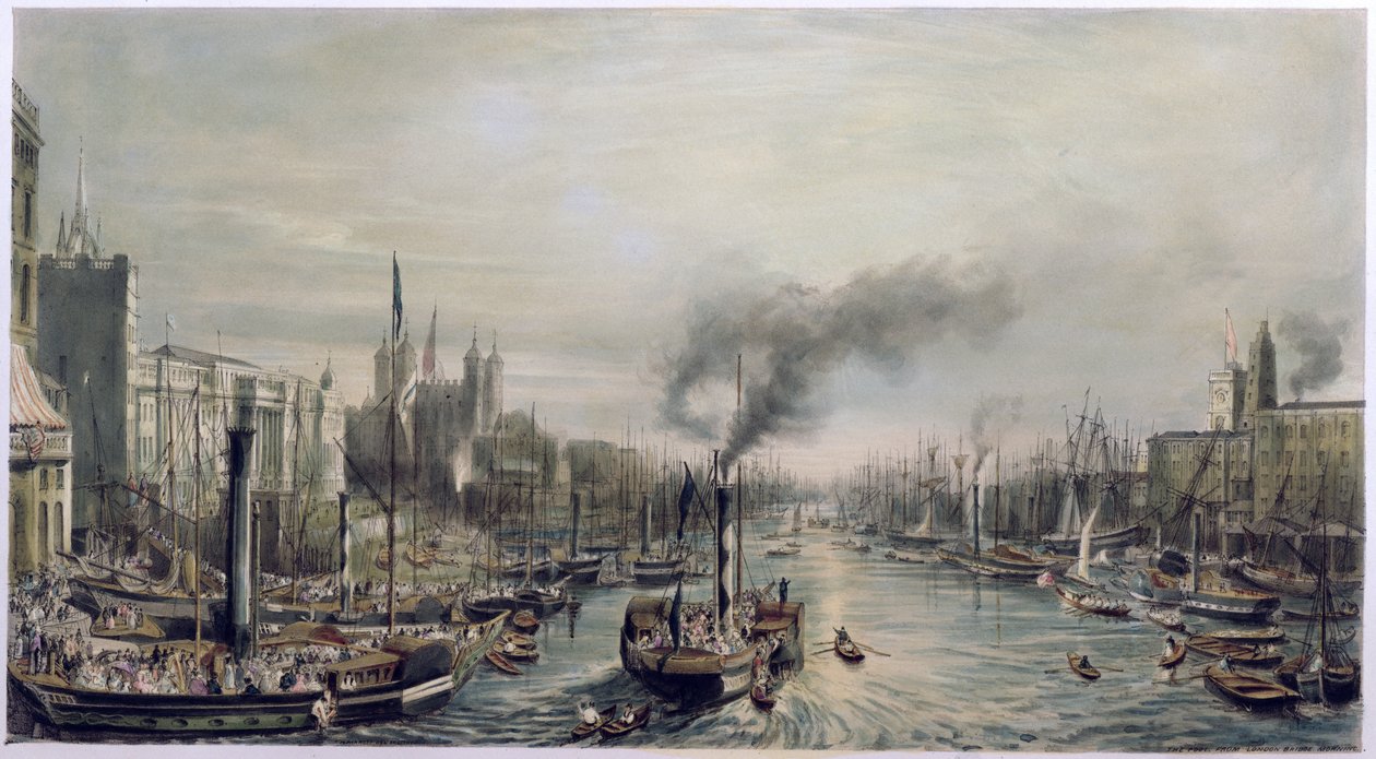 Pool of London fra London Bridge, 1841 af William Parrott
