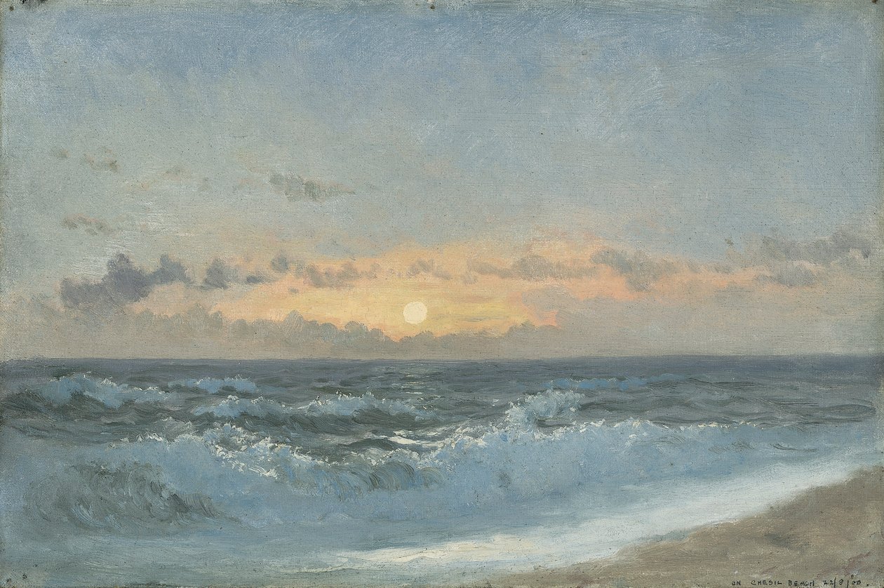 Solnedgang over havet, 1900 af William Pye