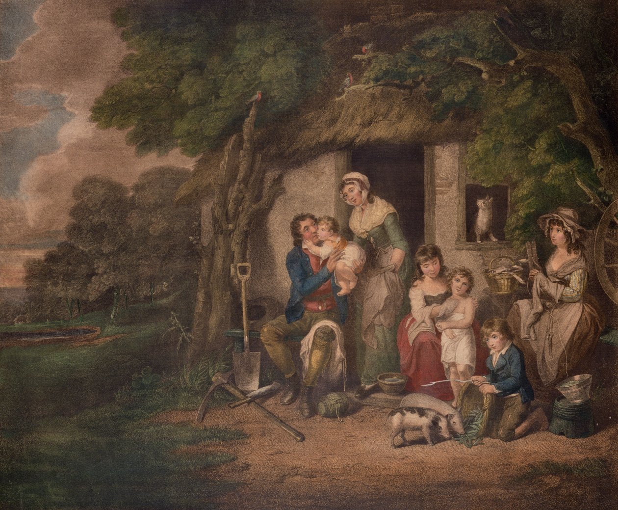 Lørdag aften, 1795 (farvegravering) af William Redmore Bigg