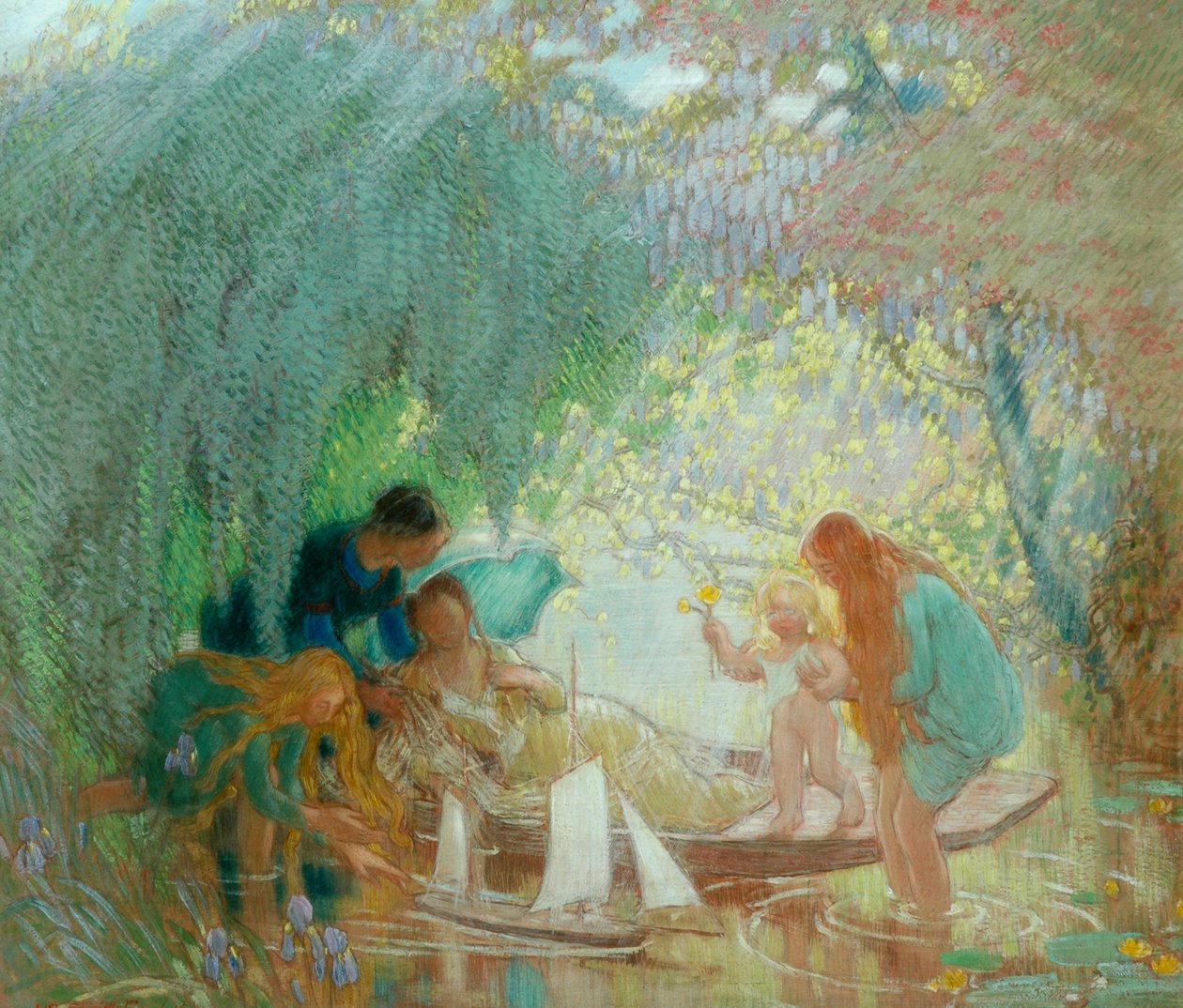 Barndommens dage, 1915 og 1925 (olie på papir) af William Shackleton