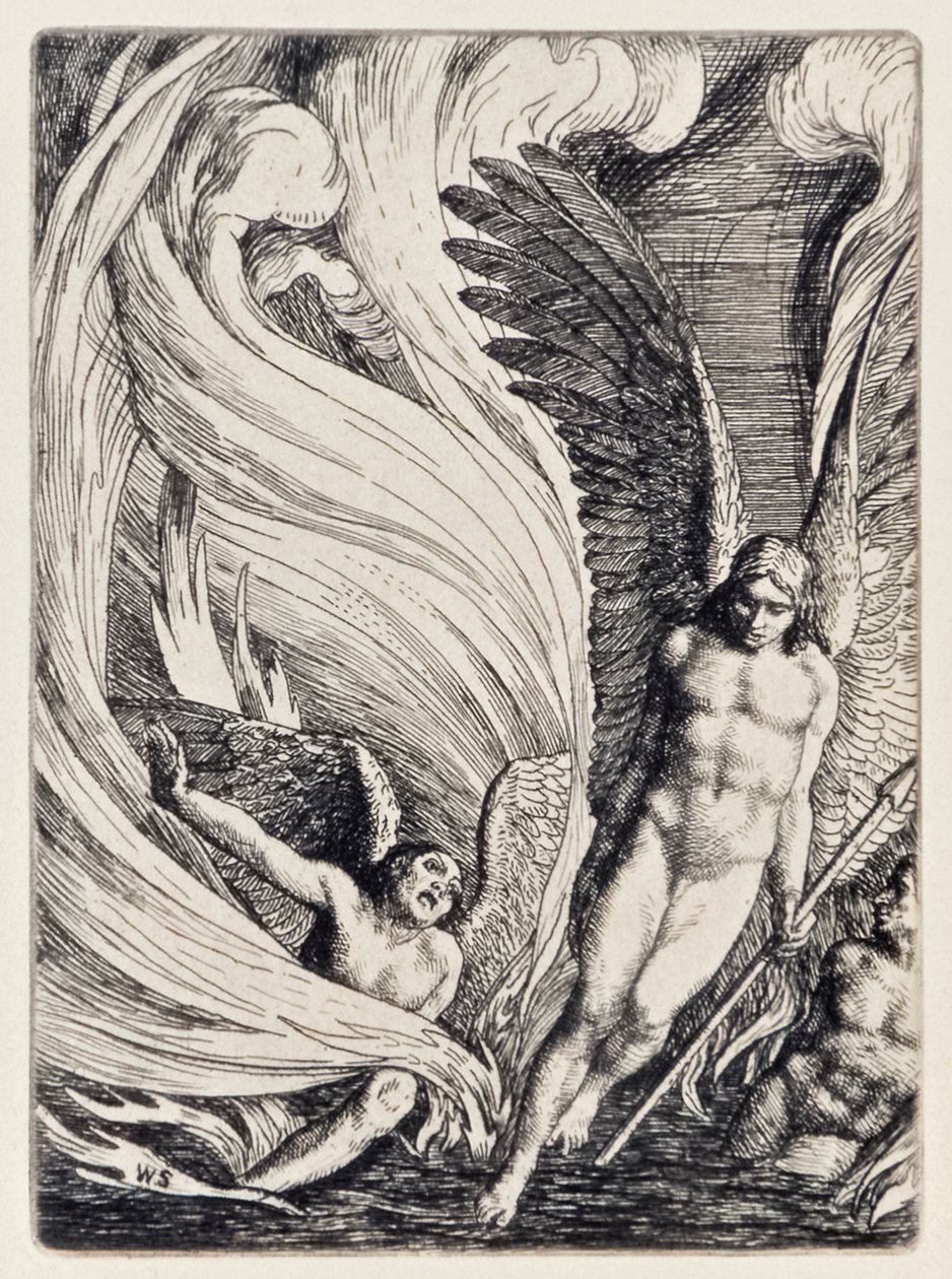Satan Rising from the Burning Lake from Paradise Lost af John Milton (1608-1674) en serie på 12 illustrationer ætset af William Strang (1859-1921) af William Strang