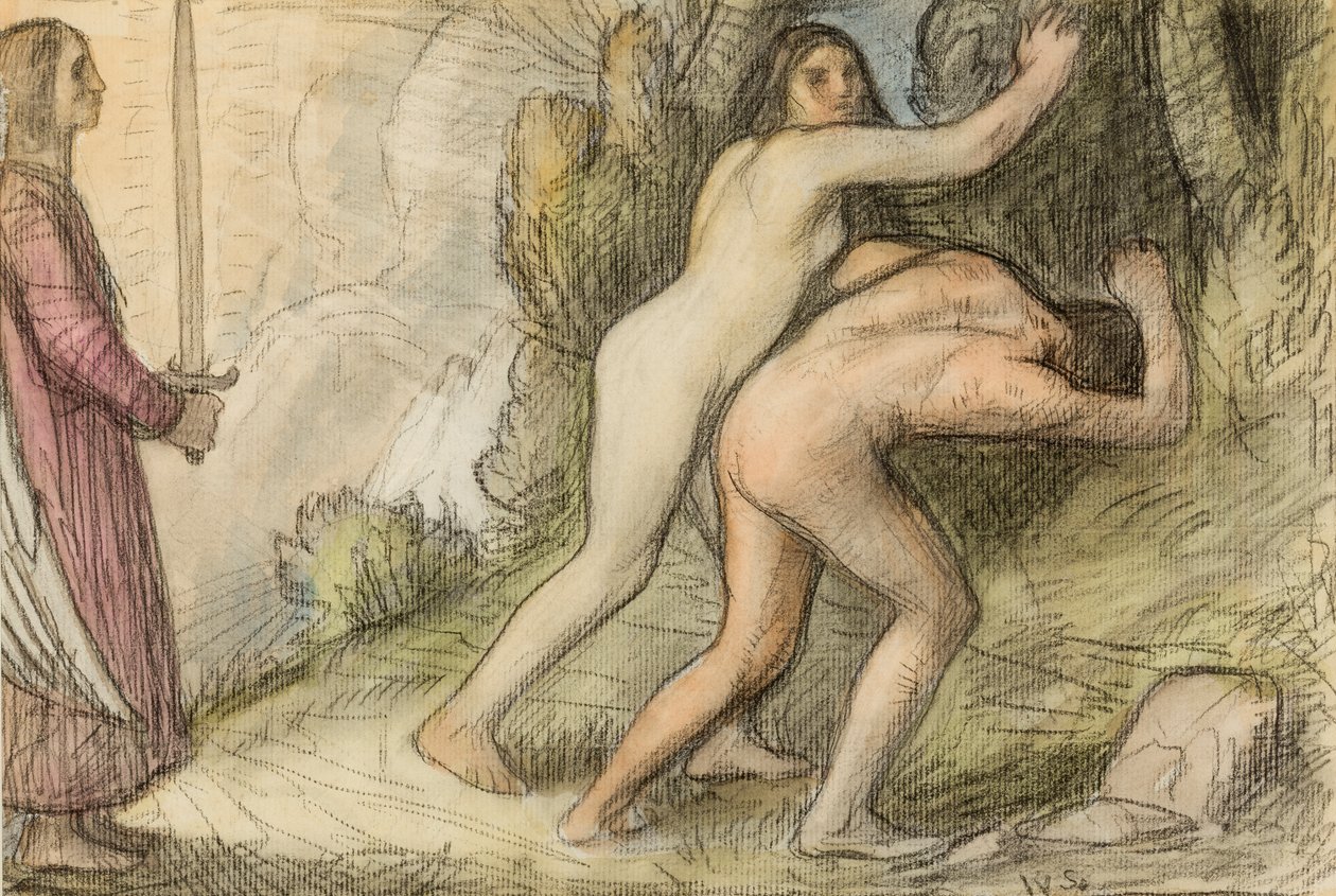 Uddrivelsen, 1901 (kridt og wc på papir) af William Strang