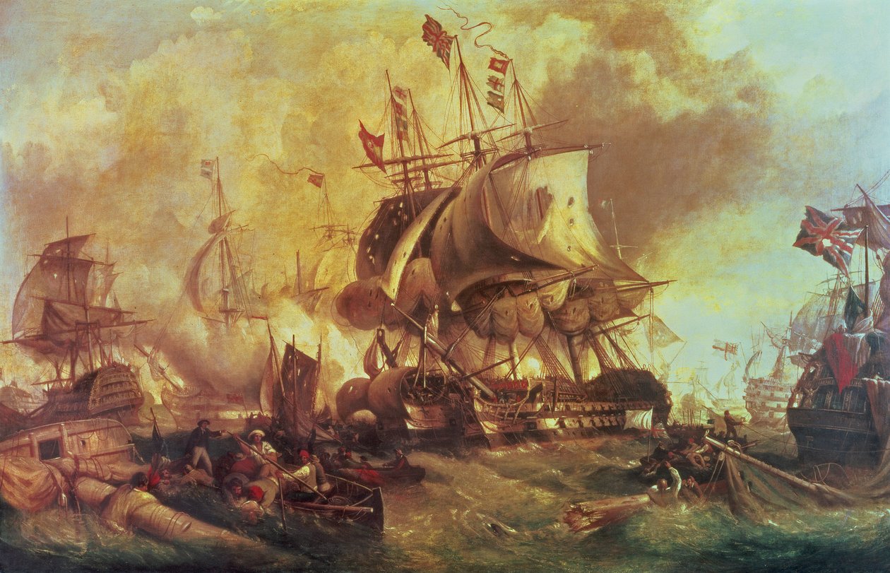 Slaget ved Trafalgar, 1805, ca.1848 olie på lærred af William Stuart