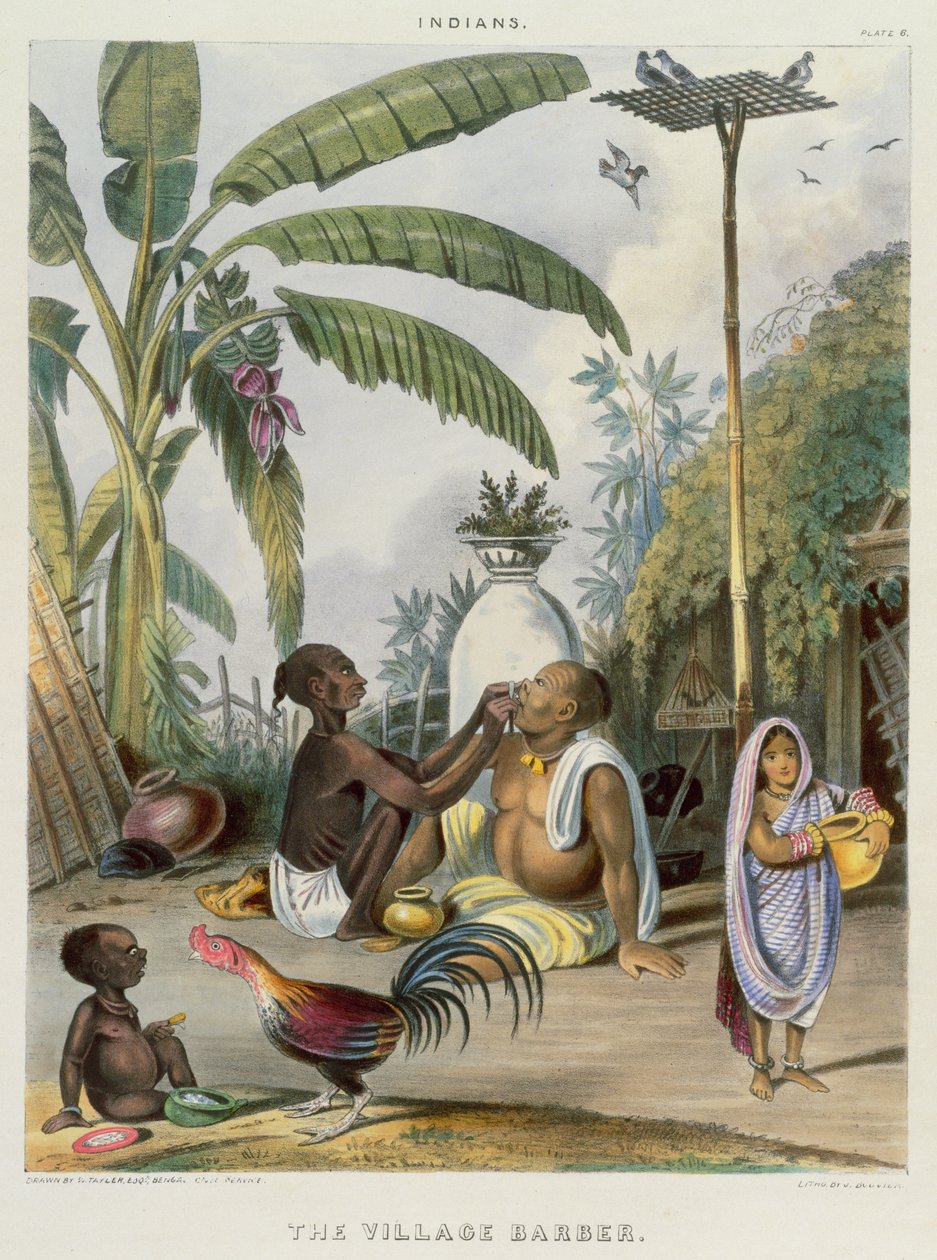 Byens barber, billede 6 fra "Indians", graveret af J. Bouvier, 1842 af William Tayler