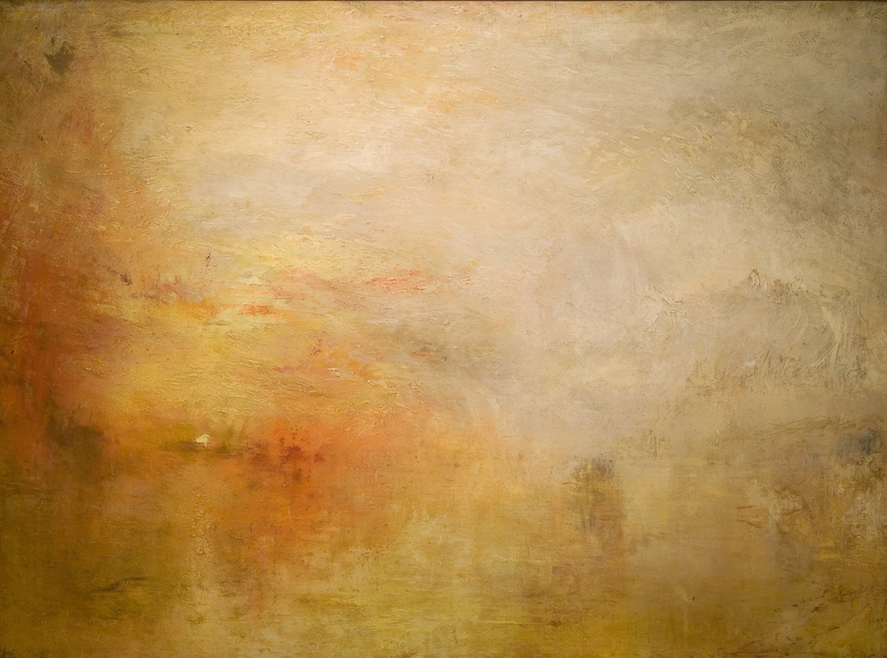 Solnedgang over søen af Joseph Mallord William Turner