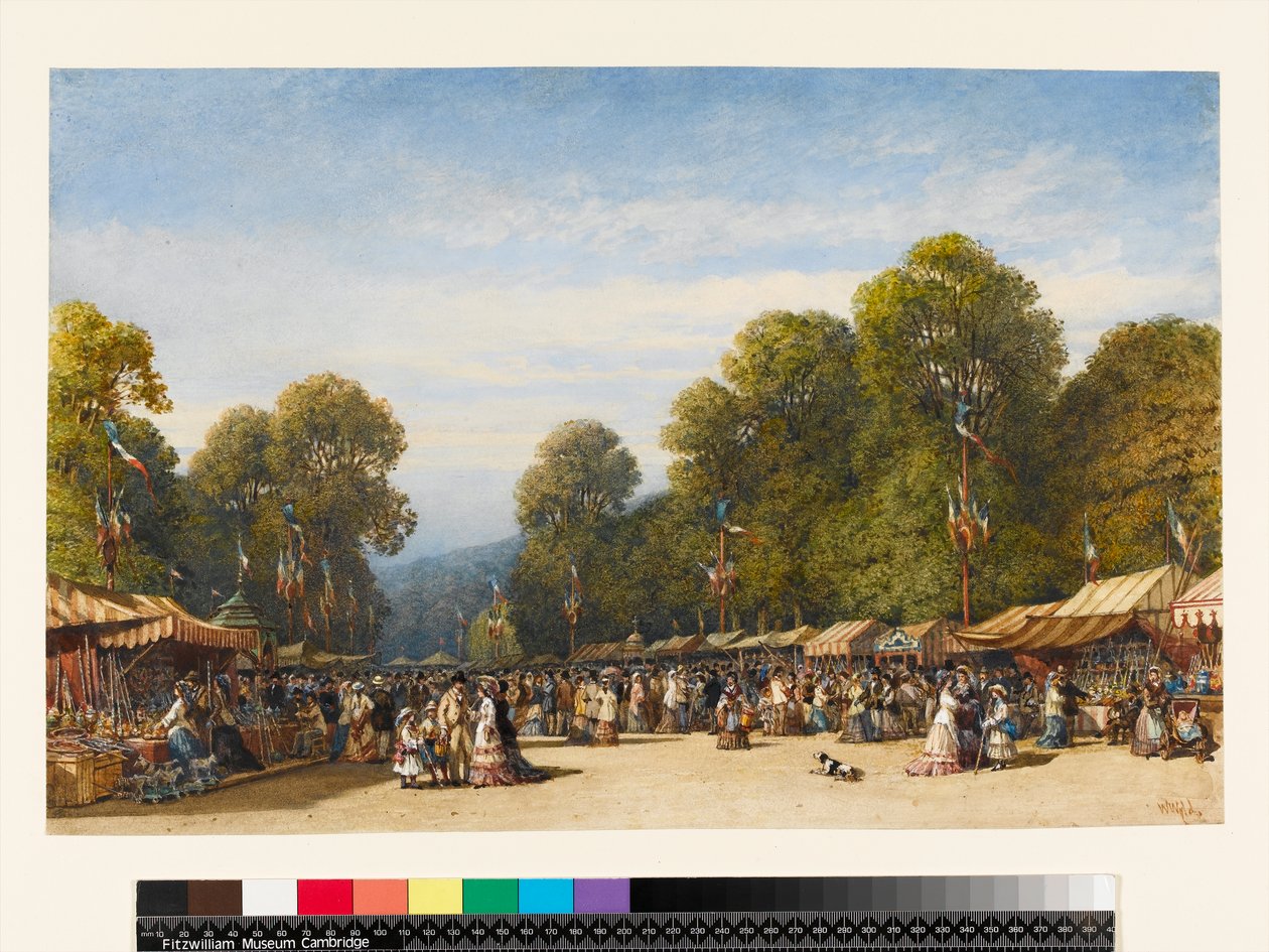 Festival i St. Cloud, ca. 1860 (wc og gouache på papir) af William Wyld