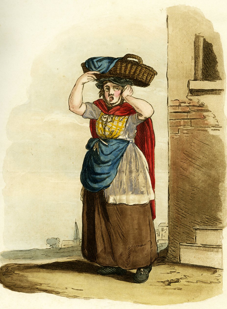 Fiskesælger, England. Engelsk gravering af William (after) Alexander