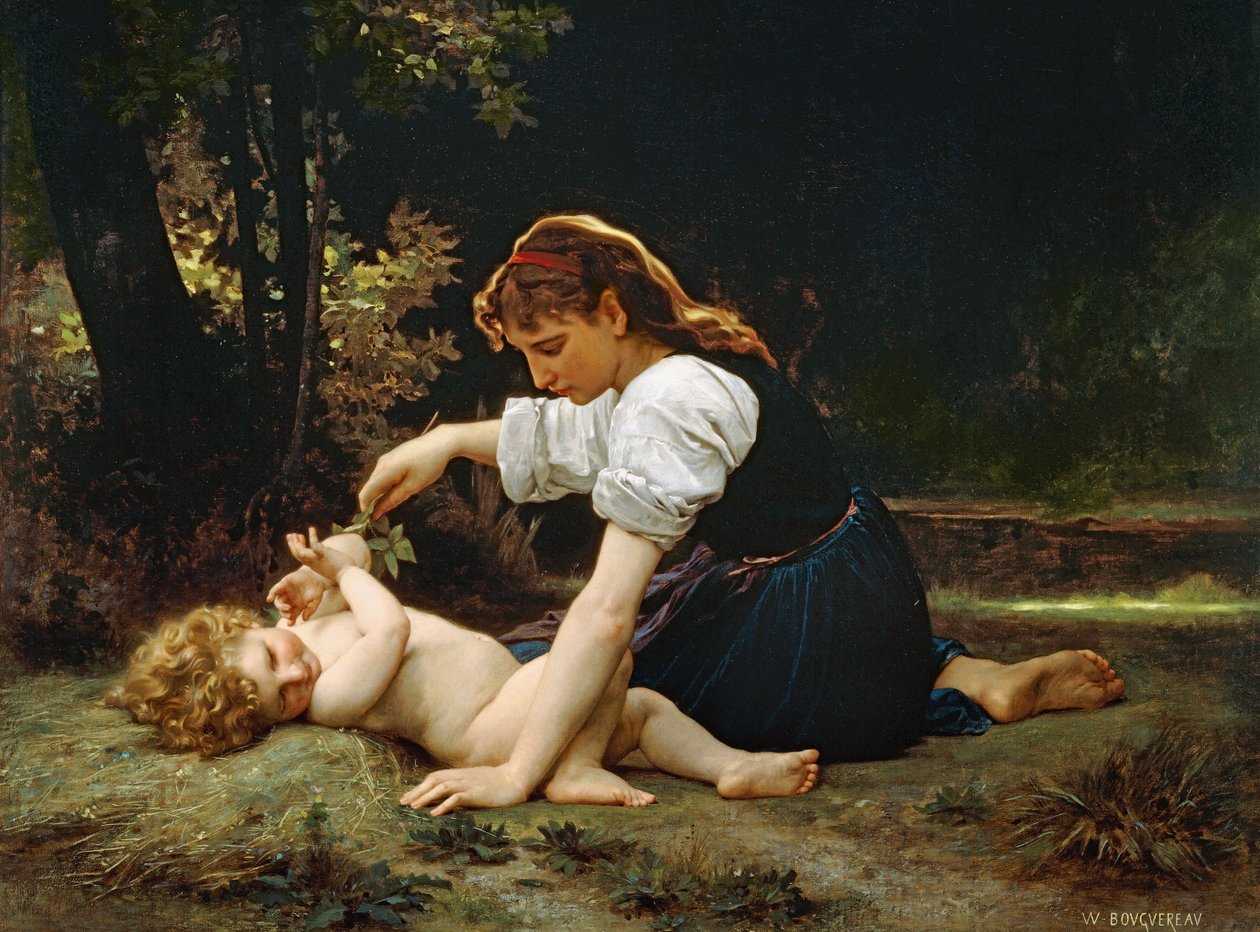 Ung kvinde og barn, 1881 af William Adolphe Bouguereau