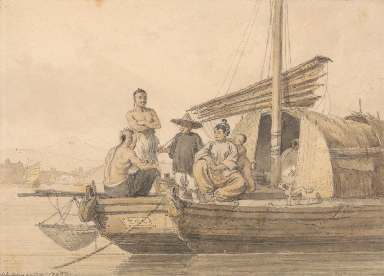 Fiskere på en junk af William Alexander
