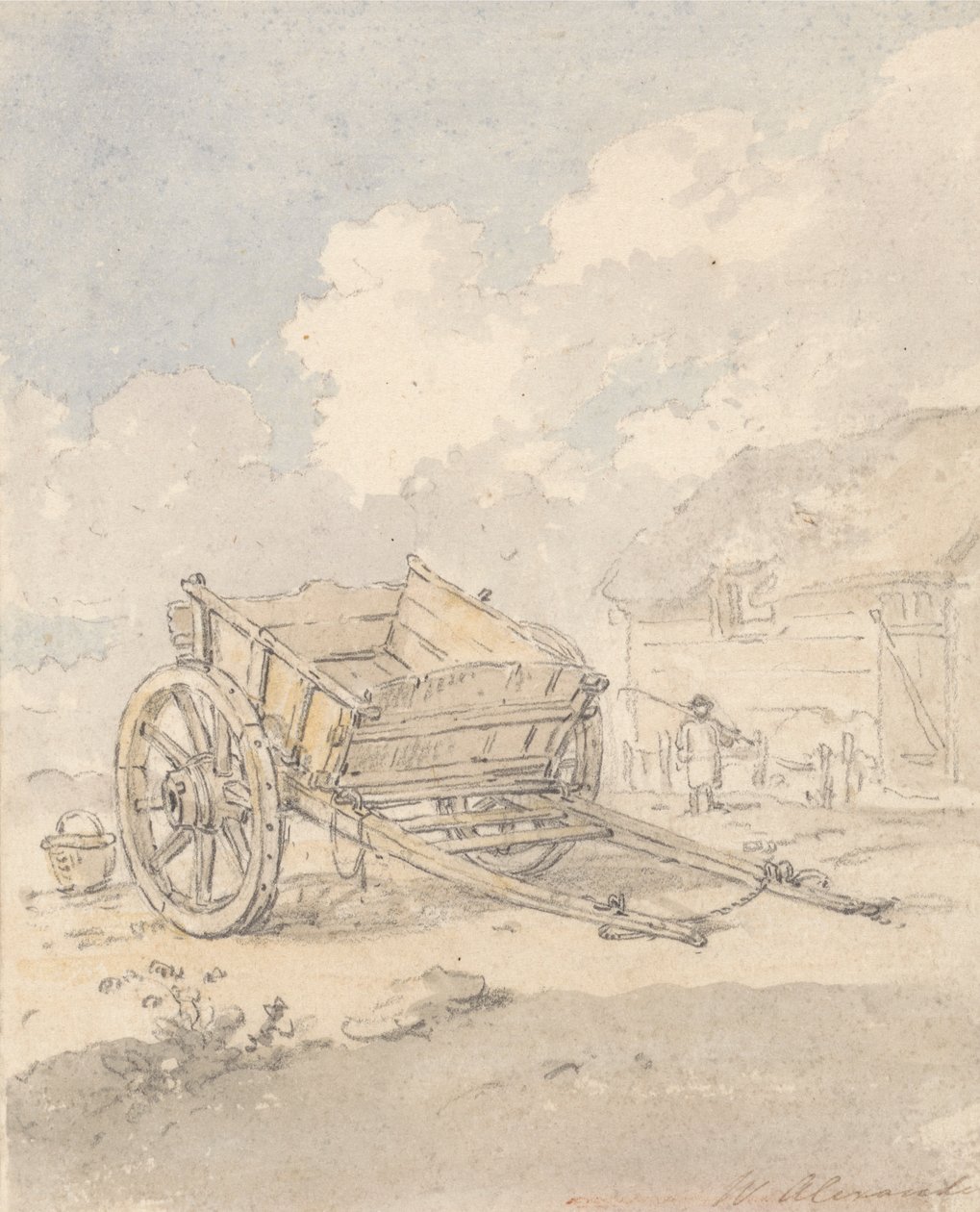 Studie af en gårdvogn af William Alexander