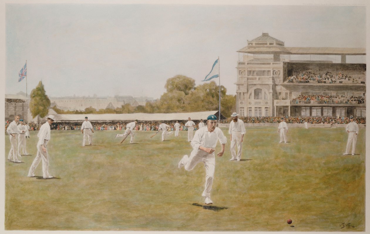 Cricket hos Lords af William Barnes (after) Wollen