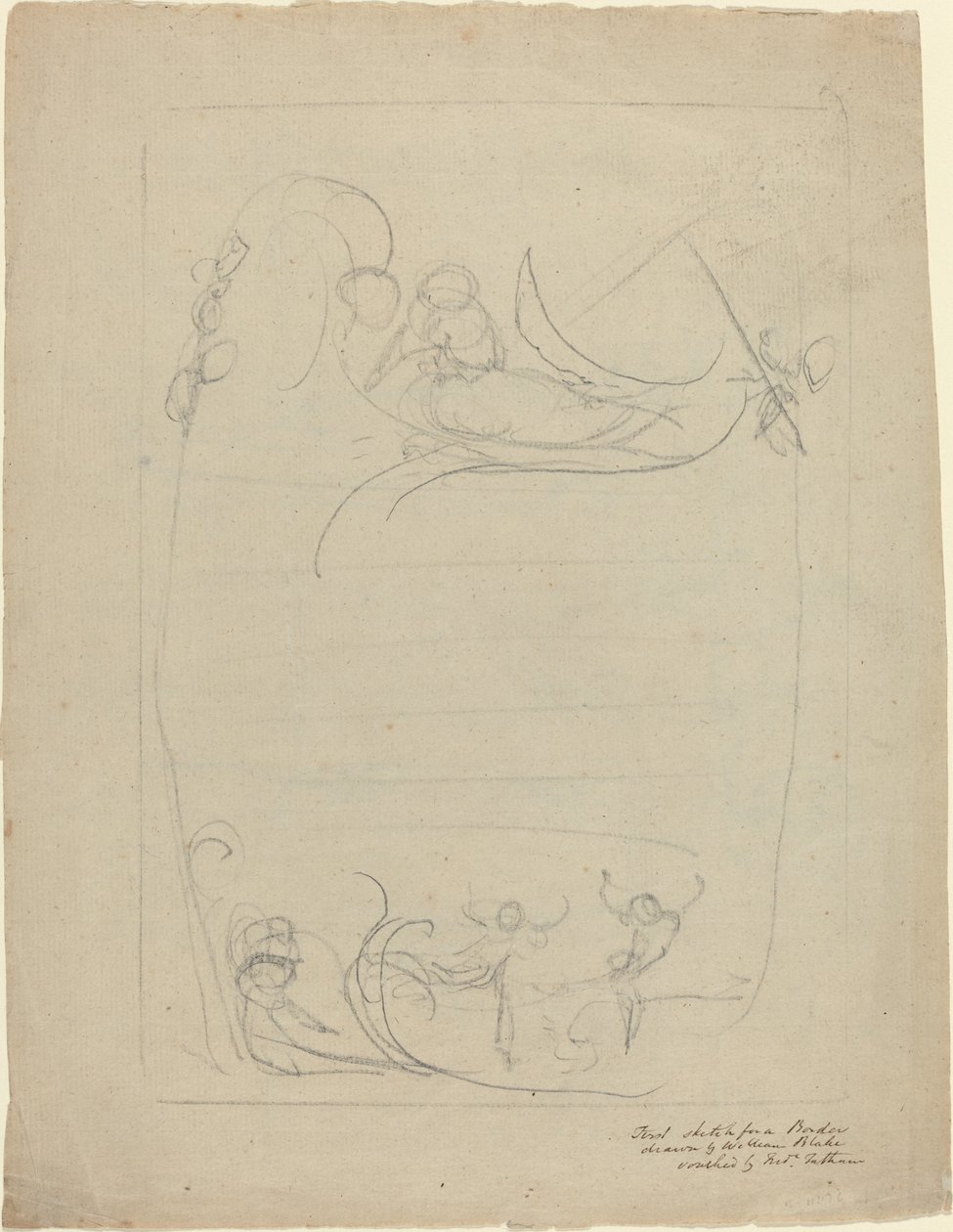 En bevæbnet mand, der sporer en kvinde [recto] af William Blake