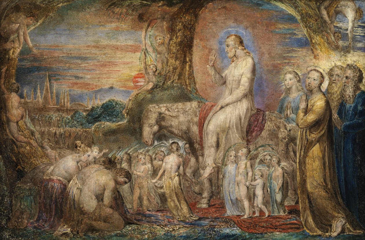 Kristi indtog i Jerusalem (olie på kobber) af William Blake